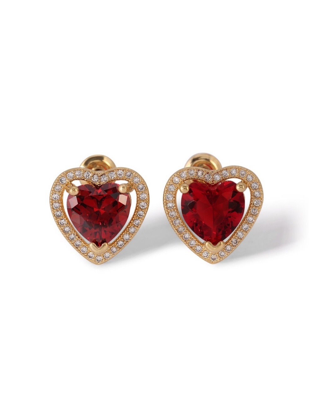 Vanessa Mooney Mini Heart Ruby Earrings